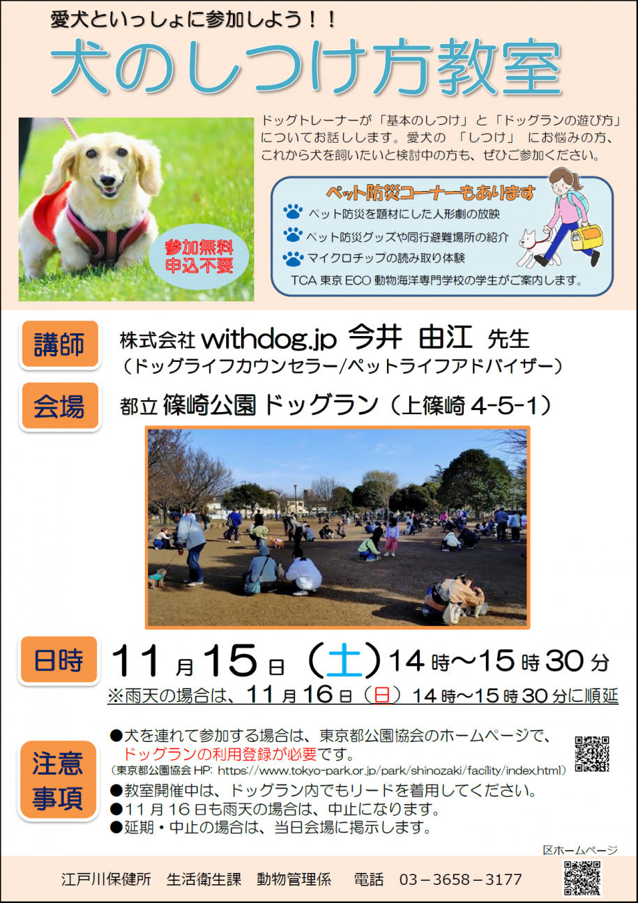 犬のしつけ方教室チラシ