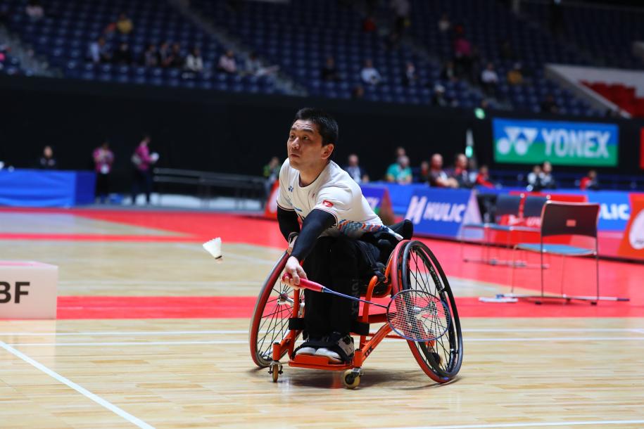 ラリー中の長島選手