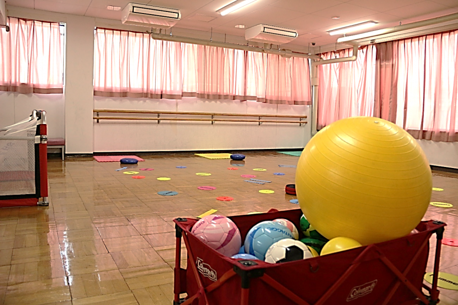 教室で使用するボールがたくさん準備されている様子