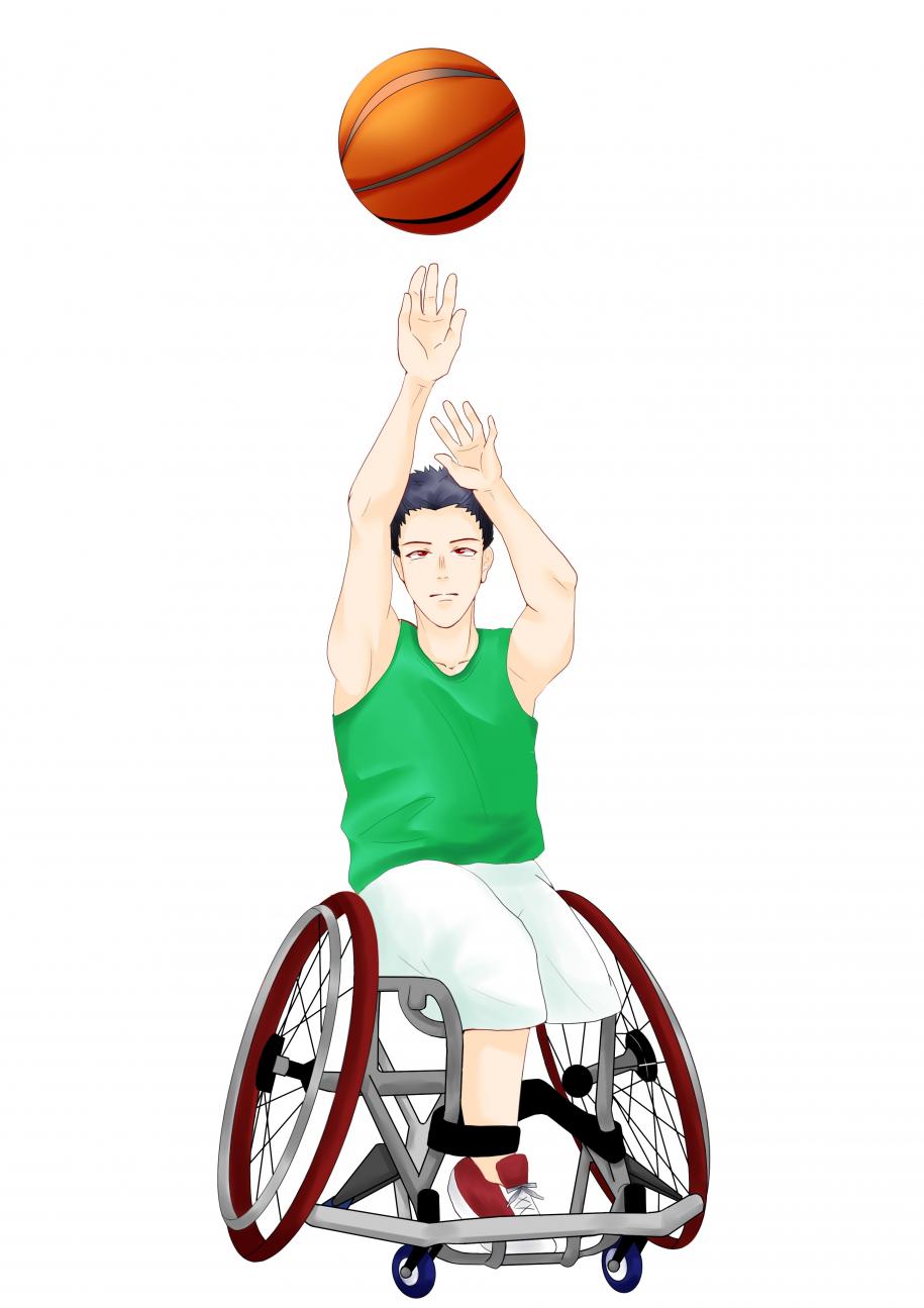 勝間さんが作成した車いすバスケットボールのイラスト