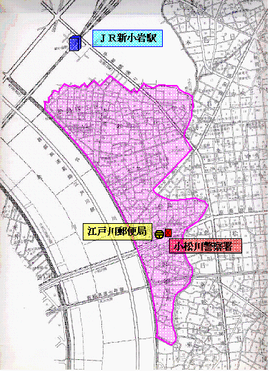 松島・西小松川地区の地図