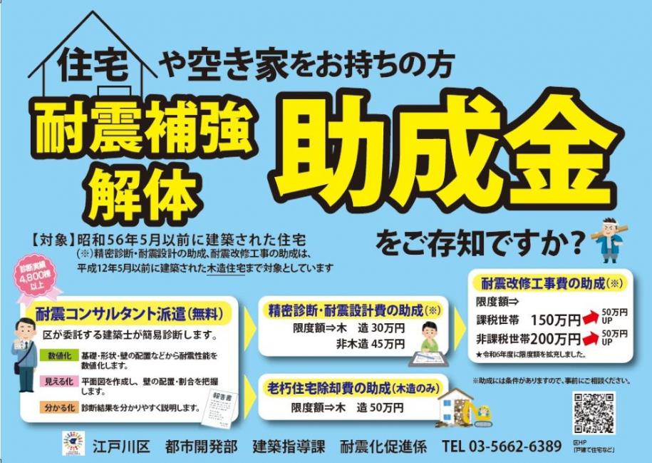 住宅や空き家をお持ちの方 耐震補強解体助成金をご存じですか？ 【対象】昭和56年5月以前に建築された住宅