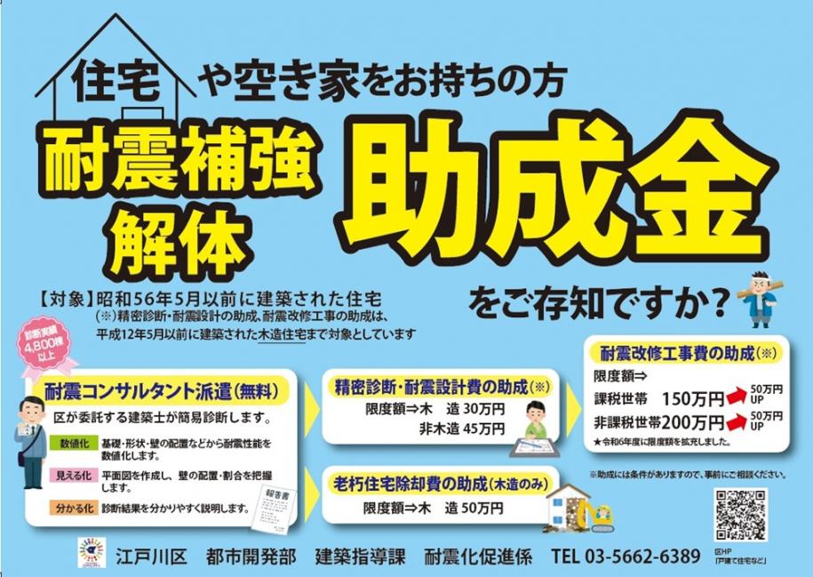 住宅や空き家をお持ちの方　耐震補強解体助成金をご存じですか？