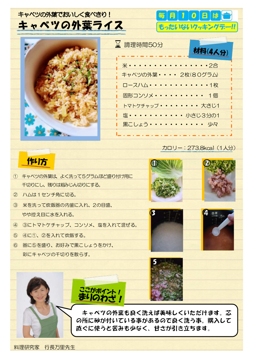 4月10日キャベツの外葉ライス
