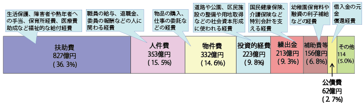 歳出の性質別内訳のグラフ