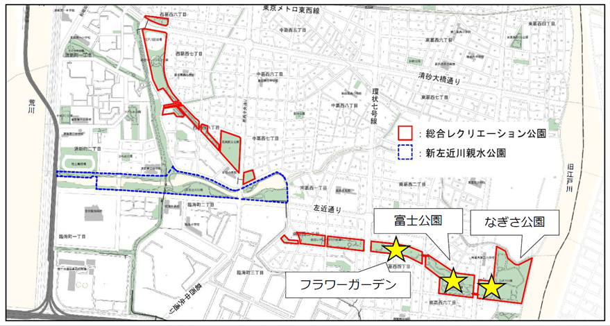 富士公園、なぎさ公園、フラワーガーデンが対象です