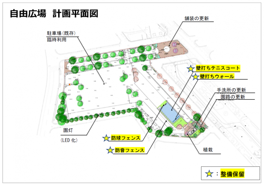 計画平面図(壁打ちテニス施設整備保留)