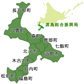 渡島(おしま)半島の地図