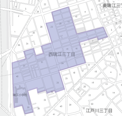 西瑞江三丁目町会区域図