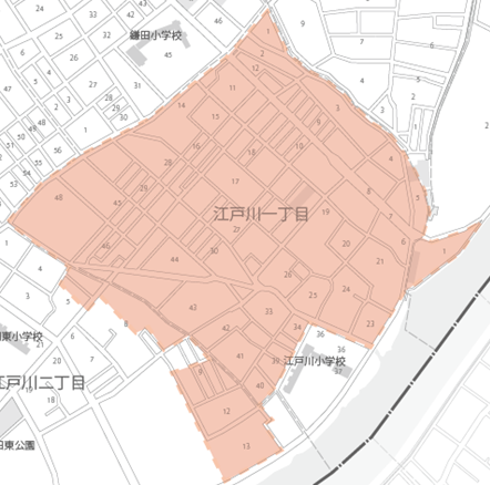 江戸川一丁目町会区域図