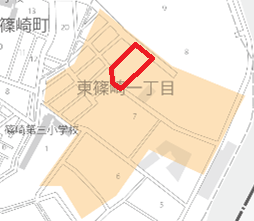 東篠崎団地中央自治会区域図