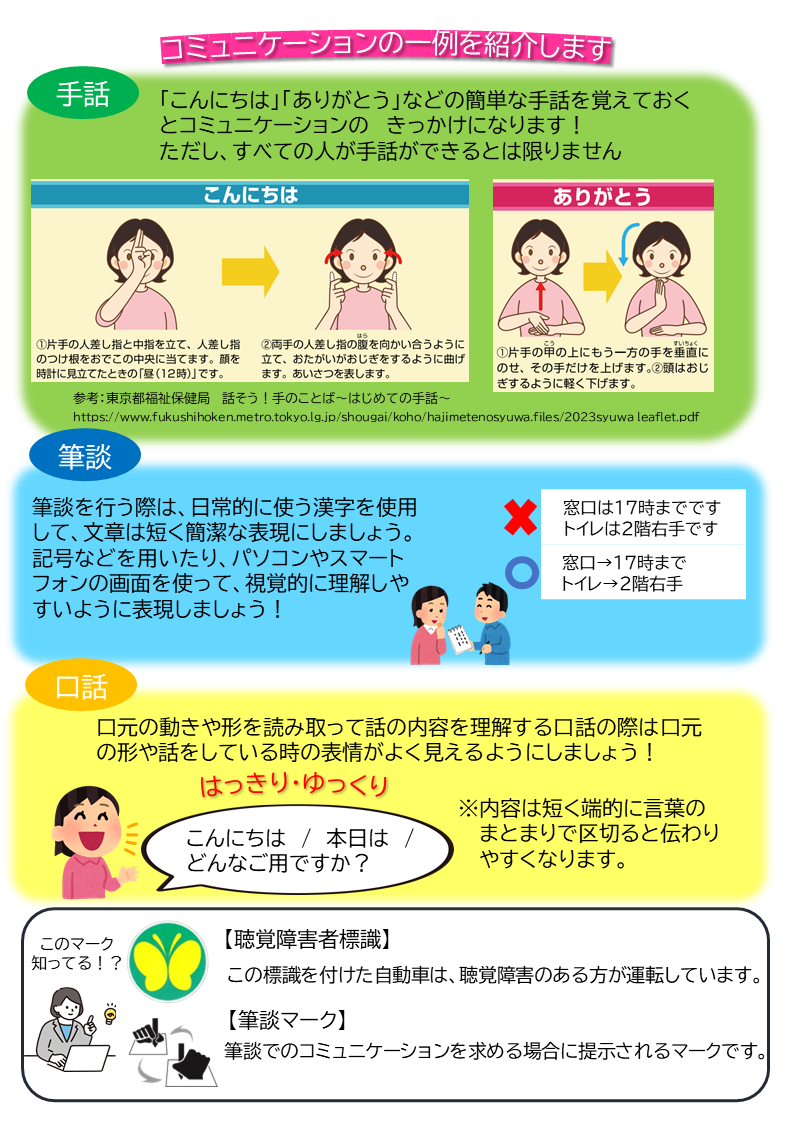 聴覚障害についてまとめたチラシ2ページ目詳細は下記のPDFを確認