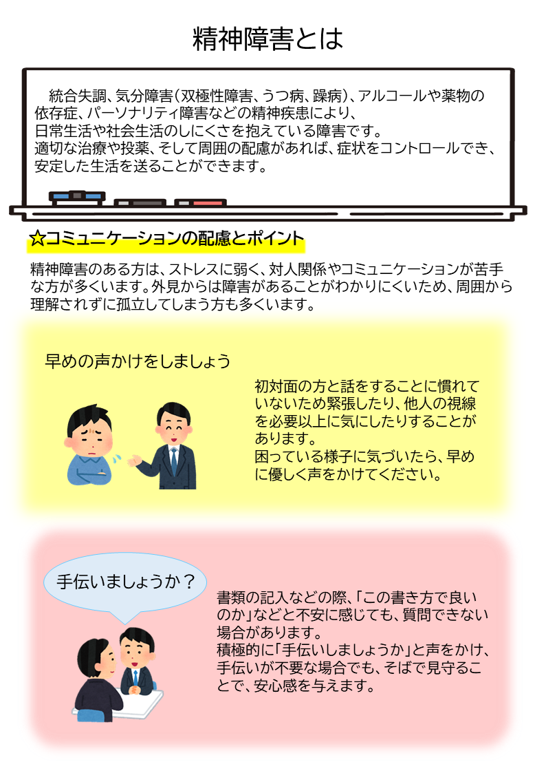 精神障害についてまとめたチラシ詳細は下記のPDFを確認