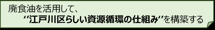 廃食油を活用して、江戸川区らしい資源循環の仕組みを構築する