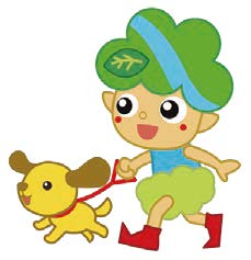 犬の散歩をする江戸ッキー