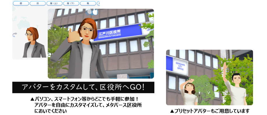 アバターをカスタムして、区役所へGO