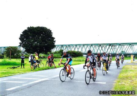 写真 花と緑いこいの場 荒川河川敷（サイクリングする人々）