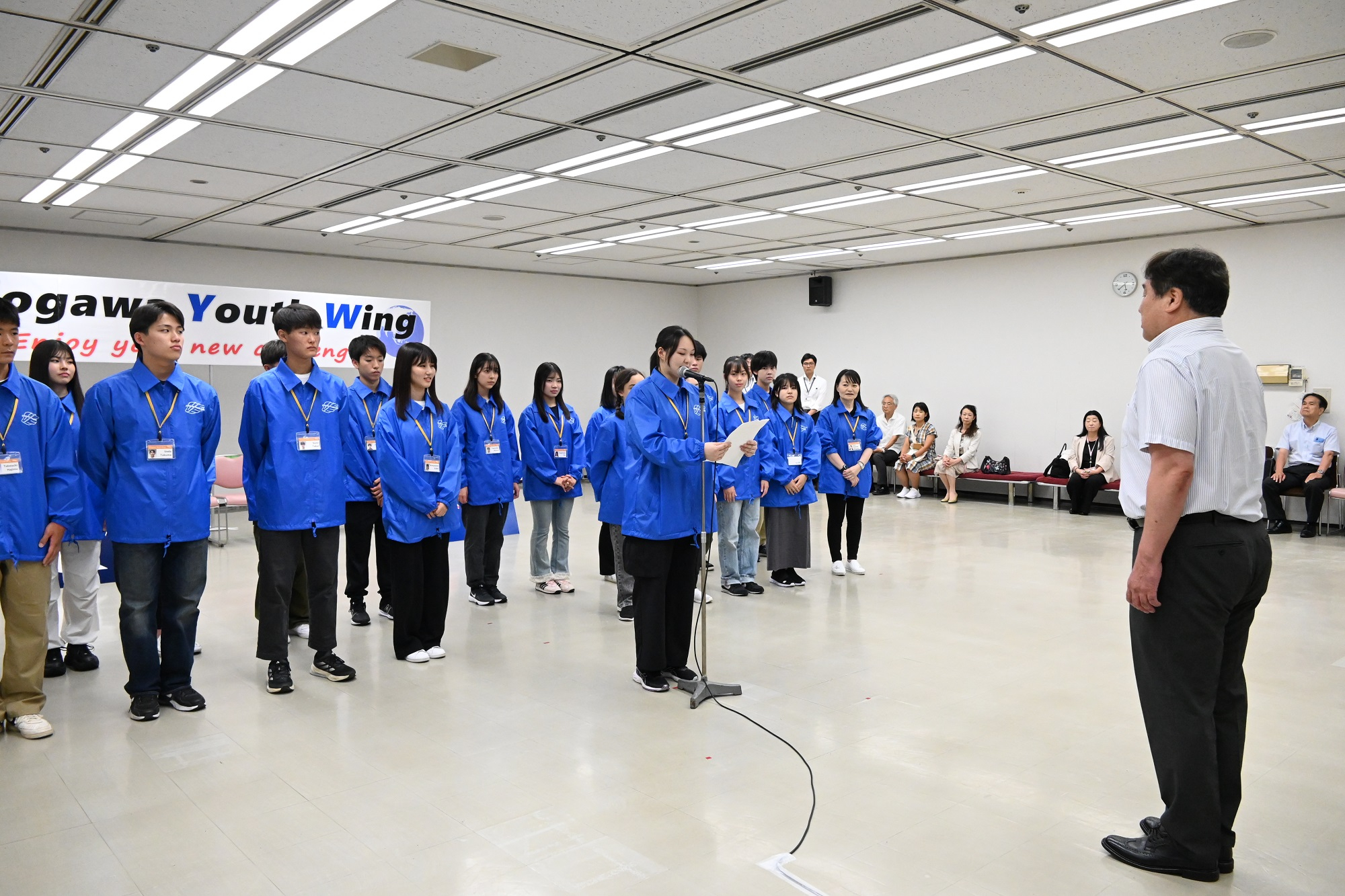 海外派遣事業「青少年の翼」出発式での参加者代表挨拶