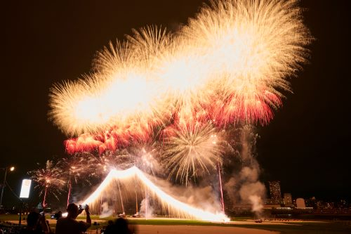 江戸川区花火大会名物の打ち上げ花火「富士の大仕掛け」