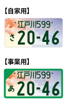 自家用・事業用フルカラー版ナンバープレートイメージ