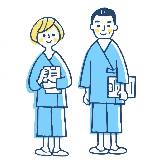 検診を受ける男女のイラスト