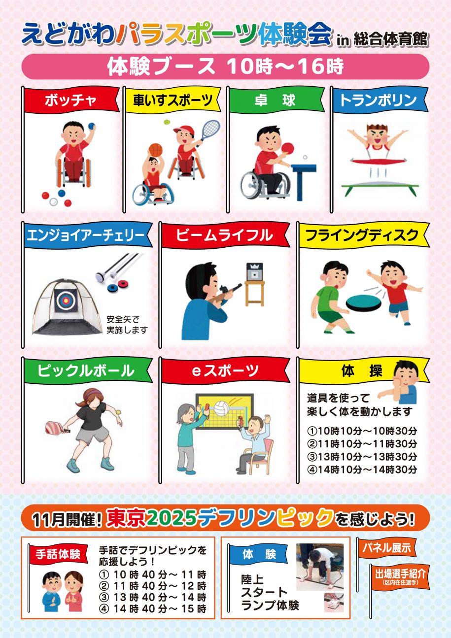 えどがわパラスポーツ体験会in総合体育館チラシ裏面