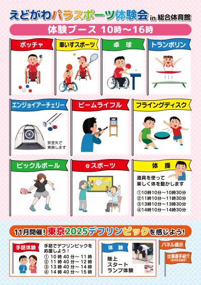 えどがわパラスポーツ体験会in総合体育館チラシ裏面