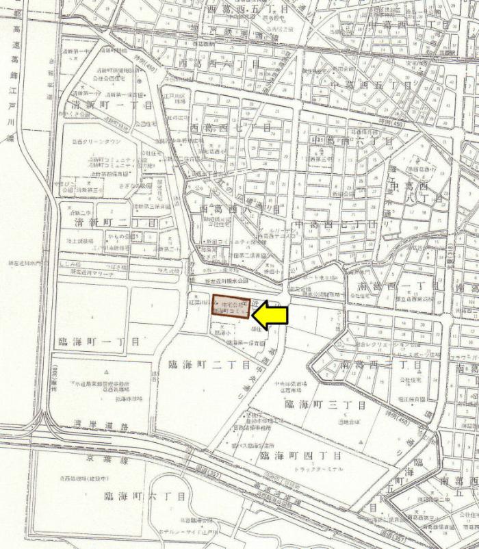 図　コーシャハイム臨海町二丁目住宅自治会の地図