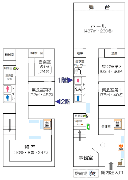 北葛西コミュニティ会館　館内案内図