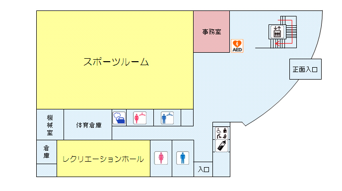 長島桑川コミュニティ会館1階　館内案内図