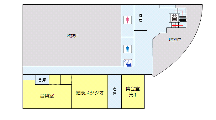 長島桑川コミュニティ会館2階　館内案内図