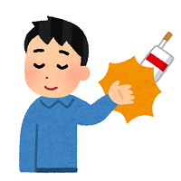 たばこをはねのける人