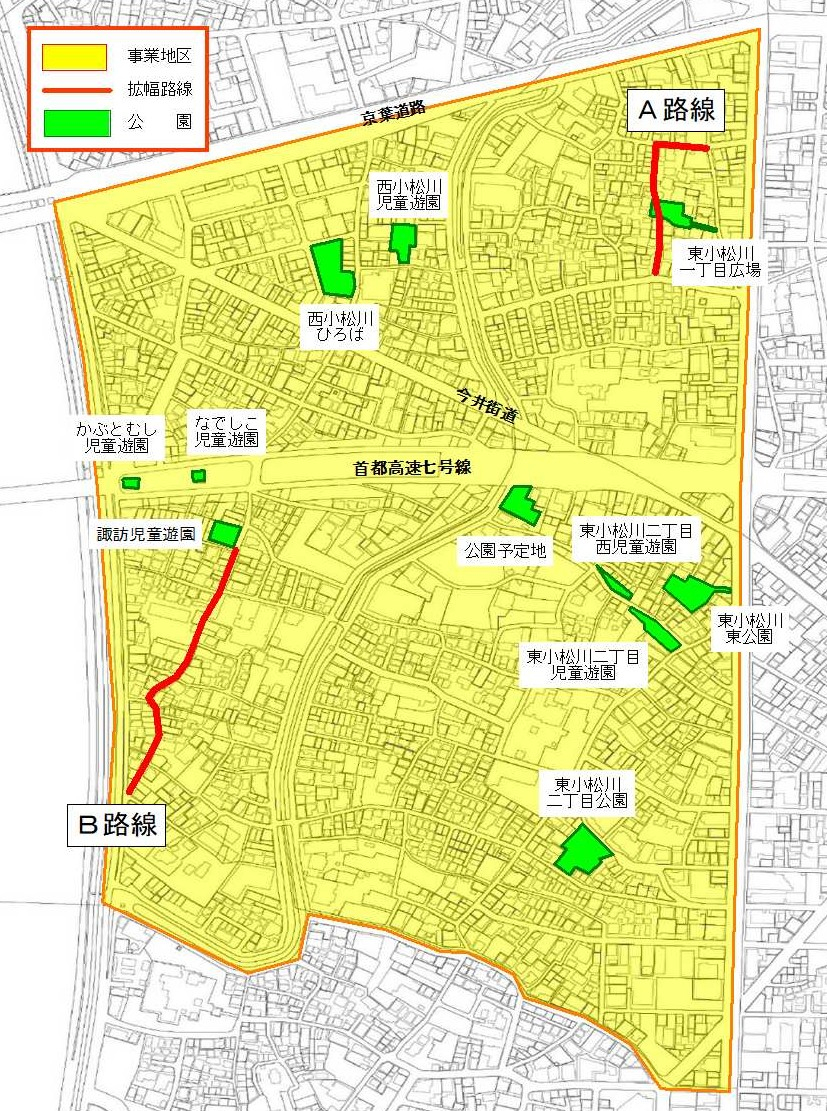 西小松川町東小松川一二丁目地区図
