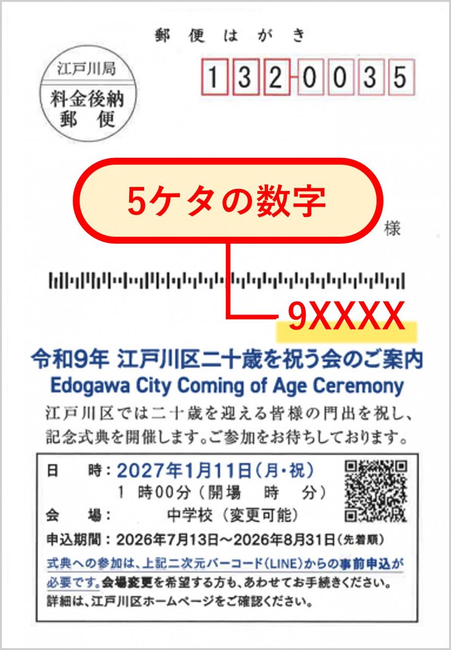 二十歳を祝う会はがき