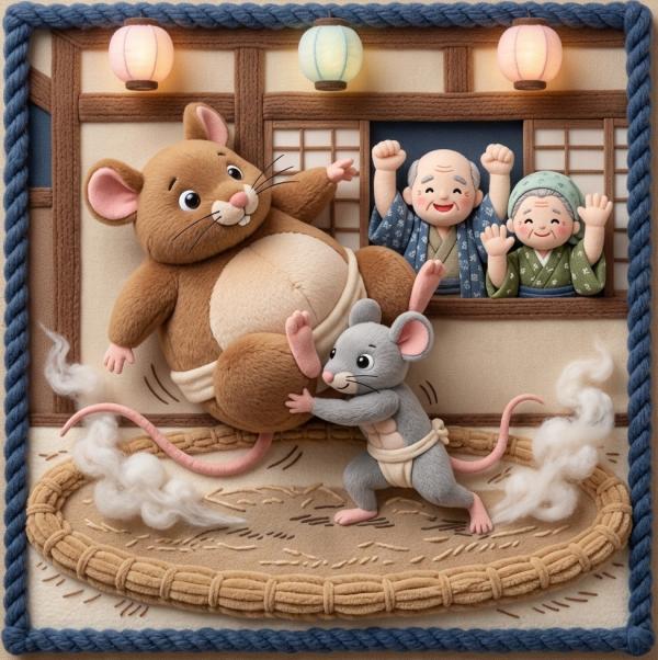 ねずみのすもうイメージイラスト