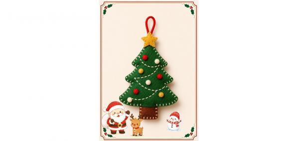 フェルトで作ったクリスマスツリーのイメージイラスト
