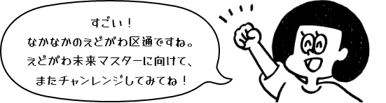 すごい!なかなかのえどがわ区通ですね。えどがわ未来マスターに向けて、またチャンレンジしてみてね!